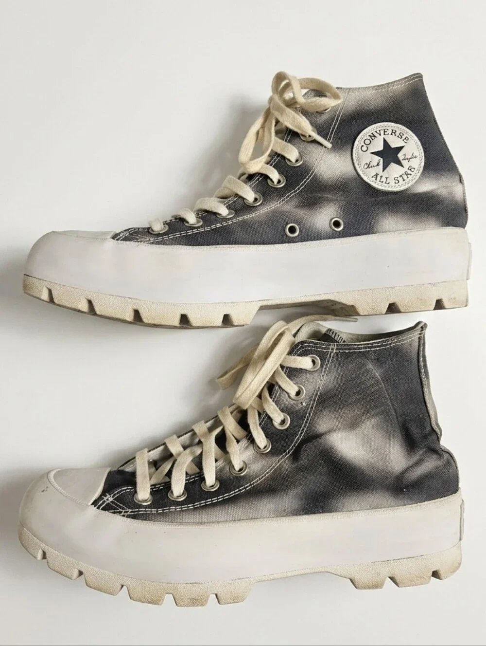 Converse Chuck Taylor Lugged Tie Dye High Top Platform Sneakers Black Grey 9 - Picture 1 of 13